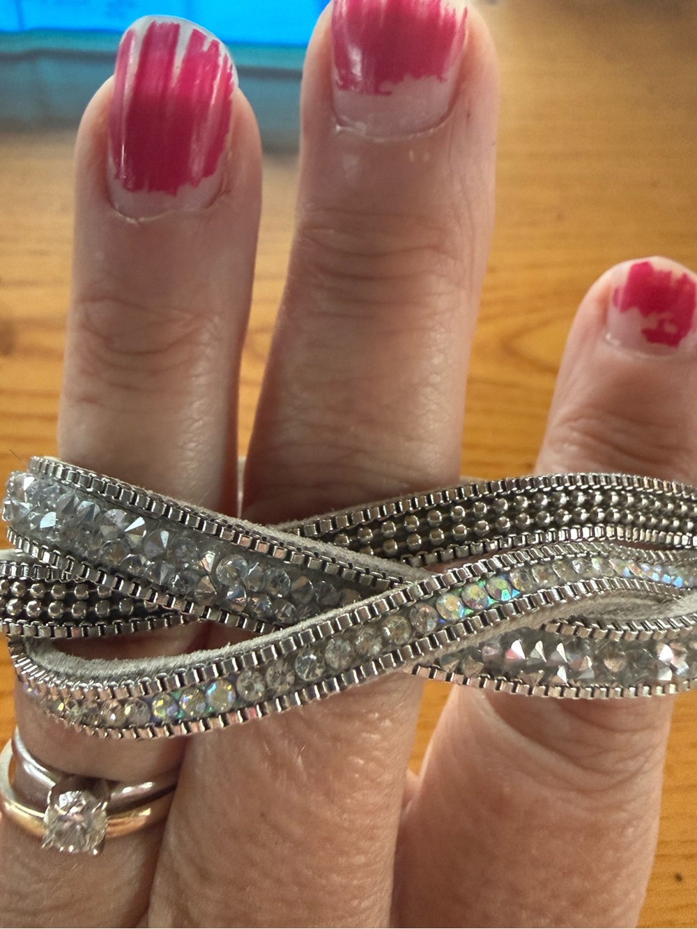 Silver Crystal Twist Statement Bracelet